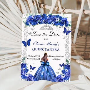 Quinceañera Blue Blommigt Princess Butterflies Pho Spara Datumet