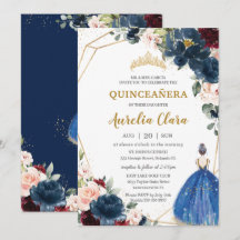 Quinceañera Blue Burgundy  Blommigt Princess I