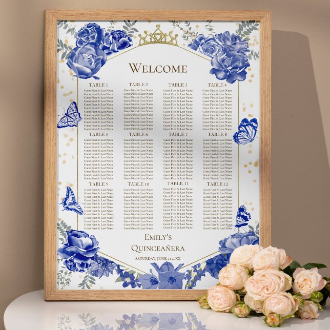 Quinceanera Blue SeEG Chart Sign Fjärilar Poster (Skapare uppladdad)