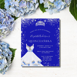 Quinceanera blue silver dress tiara-inbjudan