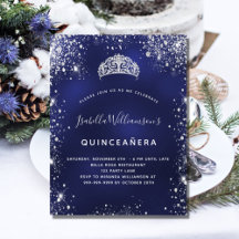 Quinceanera blue silver glitter stofttiara krona