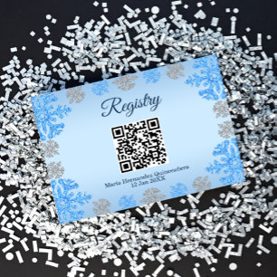 Quinceañera Blue Silver Winter Snowflake Register Tilläggskort