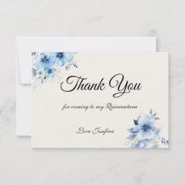 Quinceanera blue Thank You Card Tack Kort
