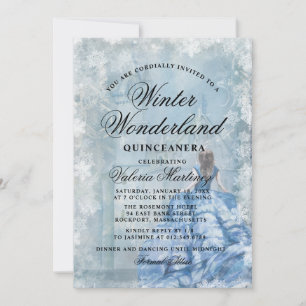 Quinceanera Blue Winter Wonderland Princess Inbjudningar