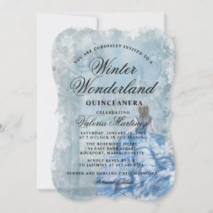 Quinceanera Blue Winter Wonderland Princess Invita Inbjudningar