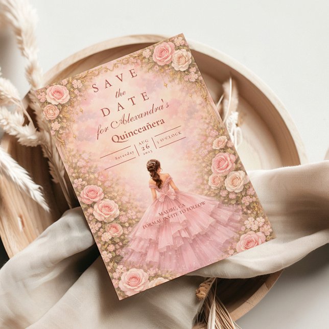 Quinceañera Blush Rose Garden Spara Datumet (Skapare uppladdad)