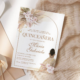 Quinceanera Boho Pampas Blommigt Mis Quince Anos Inbjudningar