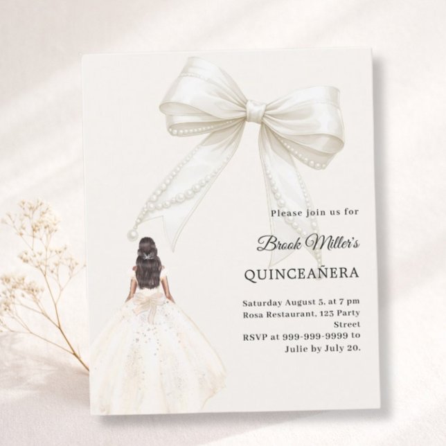 Quinceanera bow ivory dress cream invitation (Skapare uppladdad)