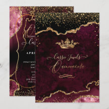 Quinceanera, Burgundy Agate Faux Guld confetti