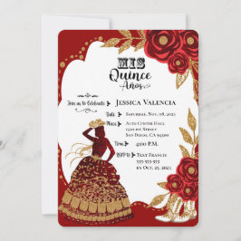 Quinceanera Burgundy Guld Cowgirl-inbjudan Inbjudningar