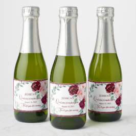 Quinceanera Burgundy Red Mini Sparkling Vin etiket