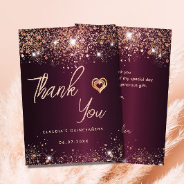 Quinceanera burgundy ro guld tackkort inbjudningar