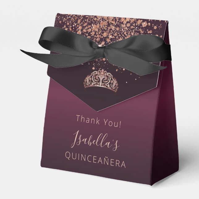 Quinceañera burgundy ro guld tiara tack presentaskar (Framsidan Sidan)