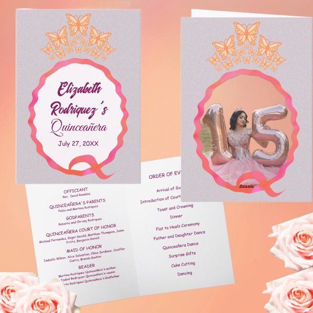 Quinceanera Butterflies Tiara Krona Program (Skapare uppladdad)