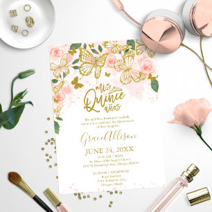 Quinceanera Butterfly-inbjudan Bilingual Inbjudningar