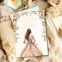 Quinceañera Champagne Guld Blommigt Gown Princess