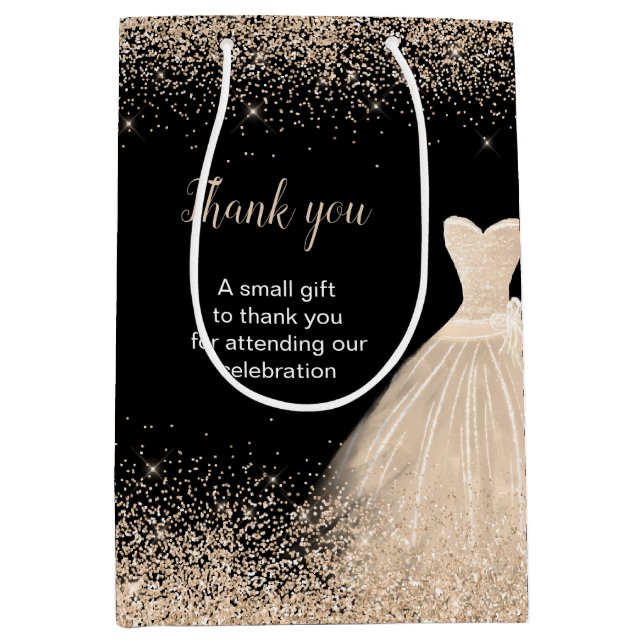 Quinceanera Champagne White Dress Faux Glitter (Framsidan)