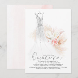 Quinceañera Chic Silver Pampas Grass 15:e födelsed Inbjudningar