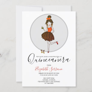 Quinceanera Chica en vestido de fiesta invitación Inbjudningar