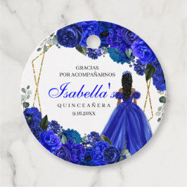 Quinceanera Circle Favo för royal Blue och Guld Bl Gåvor Etiketter