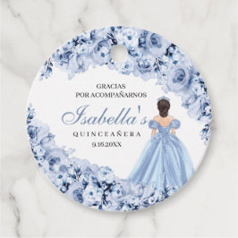 Quinceanera Circle Favor-taggar för Dusty Blue-Blo Gåvor Etiketter