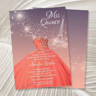 Quinceañera Coral Dress Eiffel Torn