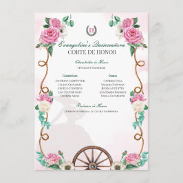 Quinceanera Corte de Honor Rosa ros Emerald Grönt Tilläggskort