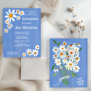 Quinceañera Cute Daisy Bouquet Handmålad Anpassnin Inbjudningar