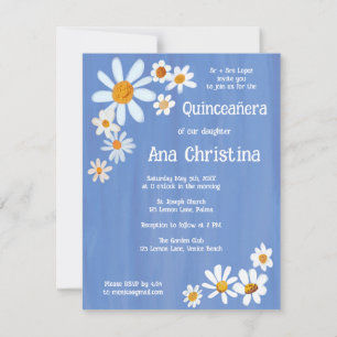 Quinceañera Daisy Bouquet Handmålat Anpassningsbar Inbjudningar