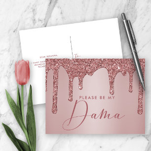 Quinceanera Dama-Frieri i ro Glitter Inbjudan Vykort