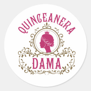 Quinceanera Dama Runt Klistermärke