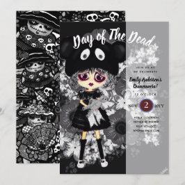Quinceanera Day of the dead GOTH Girl Sugar Döskal Inbjudningar