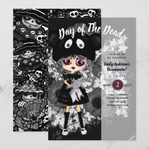 Quinceanera Day of the dead GOTH Girl Sugar Döskal Inbjudningar