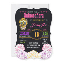 Quinceañera Day of the dead Sugar Skull-inbjudan