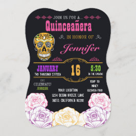 Quinceañera Day of the dead Sugar Skull-inbjudan Inbjudningar