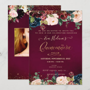Quinceañera, DIY Sangria med vattenfärgblommor som Inbjudningar