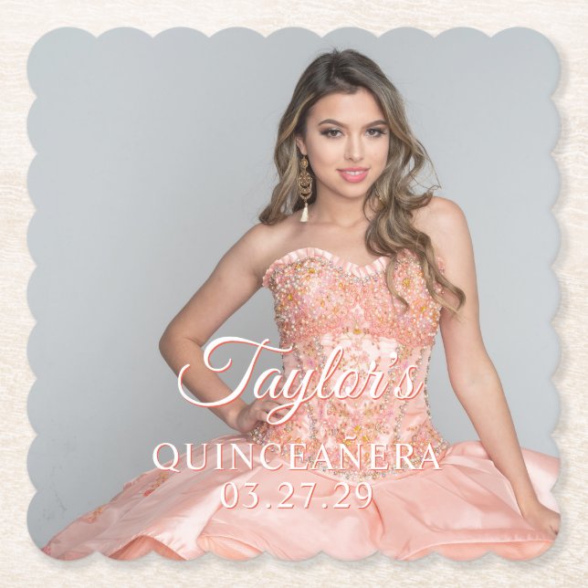 Quinceanera Dress Photo Two Färg-teckensnitt Underlägg Papper (Framsida)