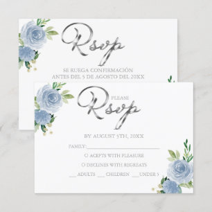 Quinceanera Dusty Blue Bilingual Responcard