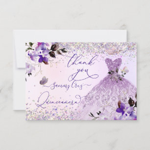 Quinceanera Dusty Lilac Lila Silver Glitter Gown Tack Kort