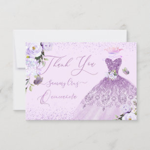Quinceanera Dusty Lilac Lila Silver Glitter Gown Tack Kort