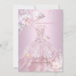 Quinceanera Dusty Ro Glitter Gown Sweet Peas Inbjudningar