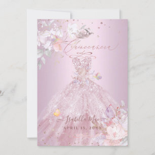 Quinceanera Dusty Ro Glitter Gown Sweet Peas Inbjudningar
