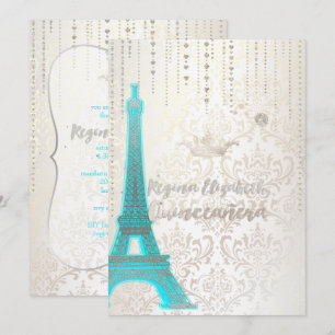 Quinceanera/Eiffel Blue/Princess/Krona Inbjudningar