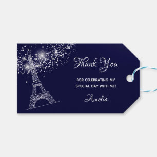Quinceañera Eiffel Torn Starry Natt Presentetikett