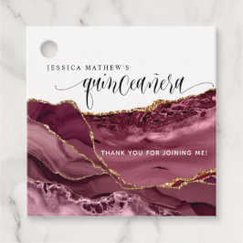 Quinceañera, Elegant Burgundy Red och Berry Agate Gåvor Etiketter