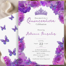 Quinceanera Elegant Lila Blommig Tiara XV 15