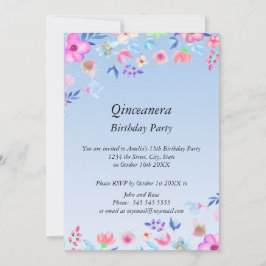 Quinceanera-Elegant och Modern födelsedagsfest blu Inbjudningar