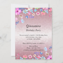 Quinceanera-Elegant och Modern födelsedagsfest-ros Inbjudningar