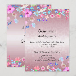 Quinceanera-Elegant och Modern födelsedagsfest-ros Inbjudningar