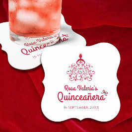 Quinceañera Elegant Red Underlägg Papper